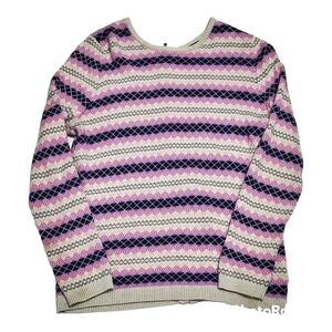 TALBOTS Colorful Fair isle Full  Back  Zipper Sweater